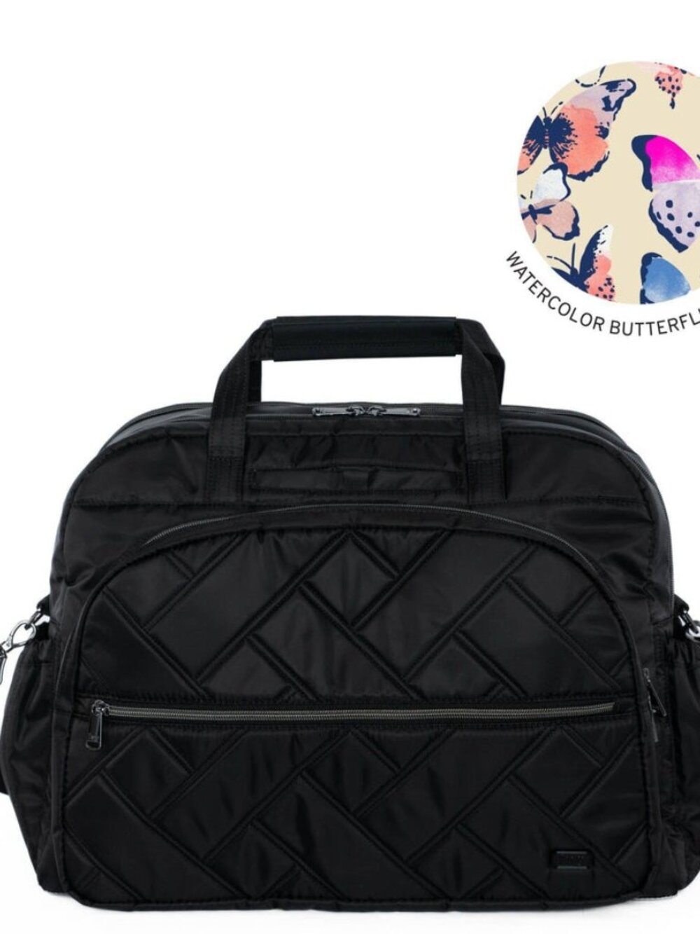 LUG - Steamboat SE Duffel Bag in Black w/Watercolor Butterflies Cream Interior